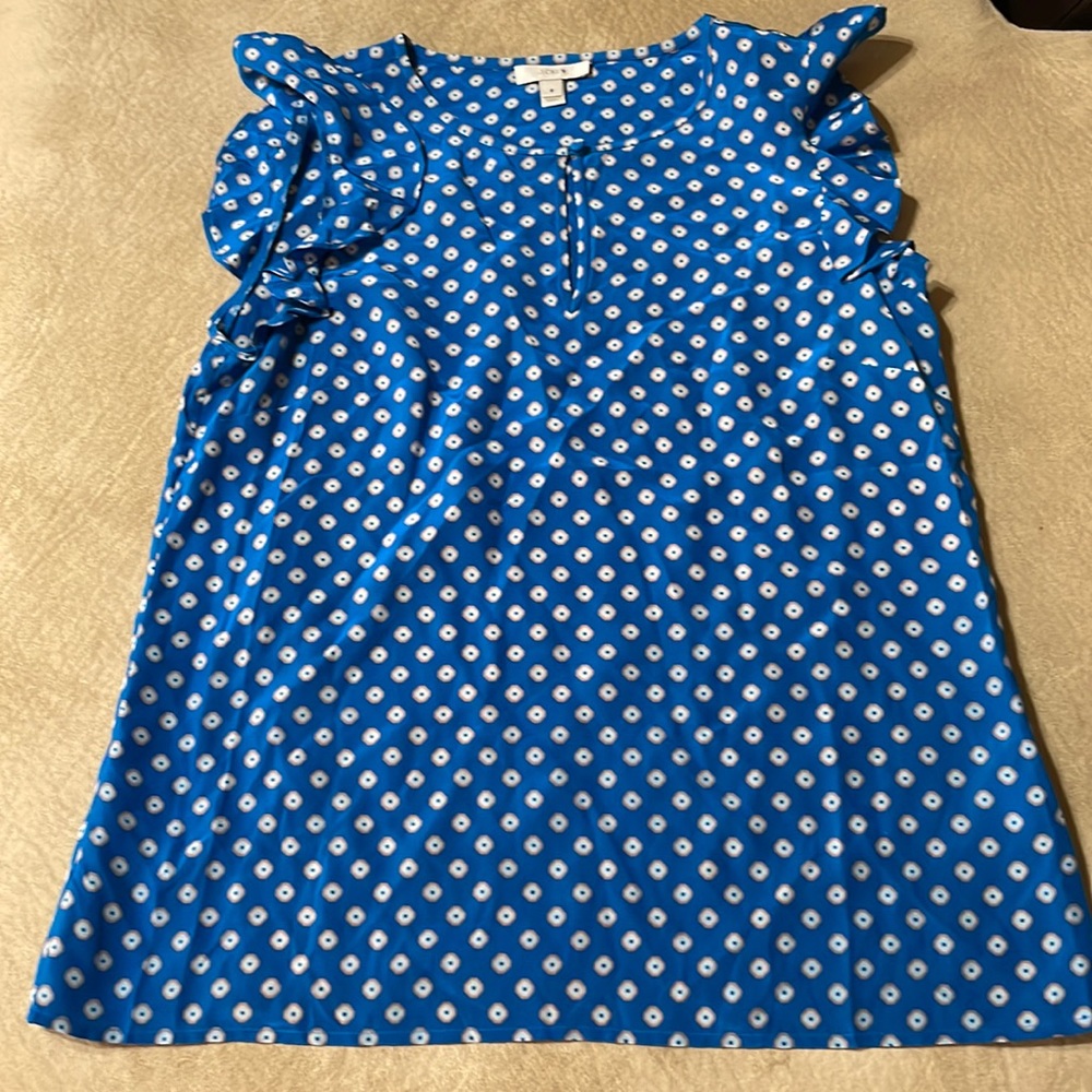J Crew Silk top with flutter sleeves
